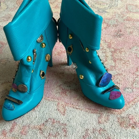 Customed Teal Precious Metals Booties